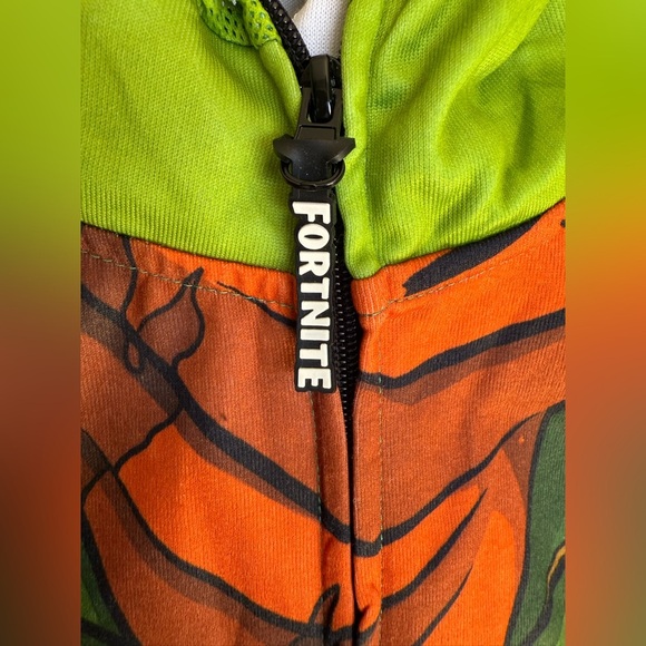 Fortnite Hoodie Boys M Green Dino Rex Costume Full Zip Cosplay Gamer Sweatshirt - Picture 4 of 15
